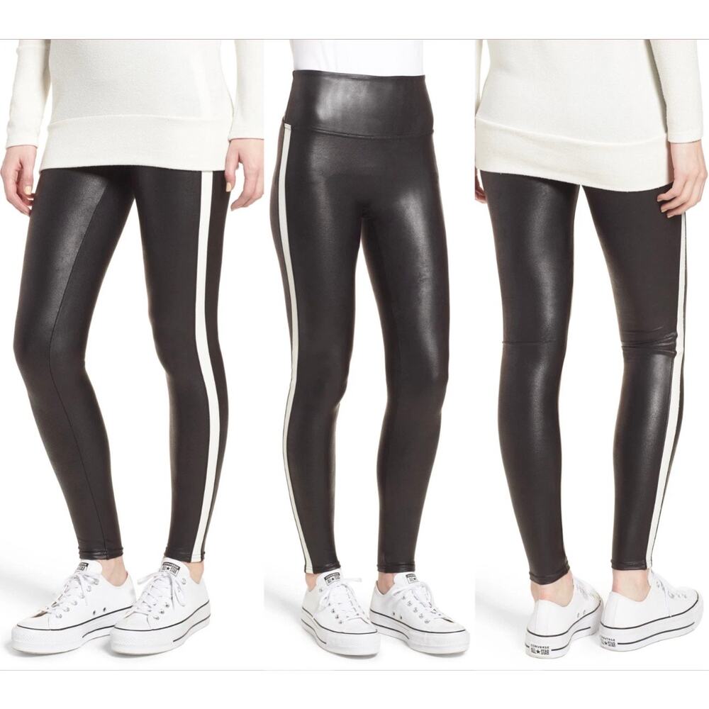Spanx Faux Leather Race Stripe Legging Plus Size 3X Body Shaping Sporty